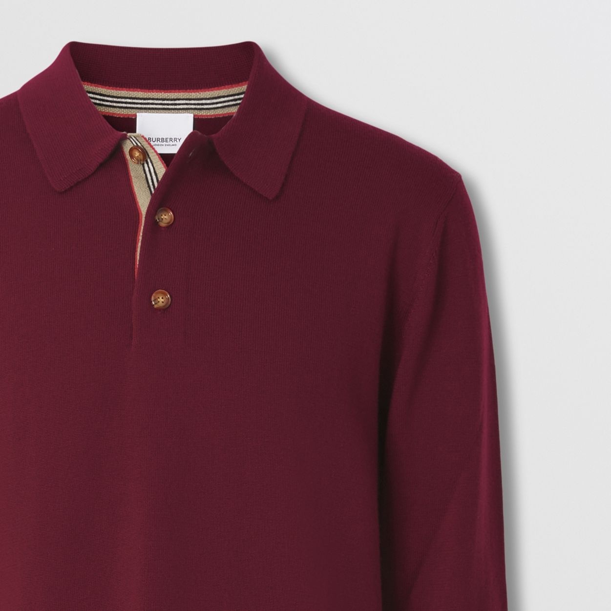 Long-sleeve Icon Stripe Detail Wool Polo Shirt - 7