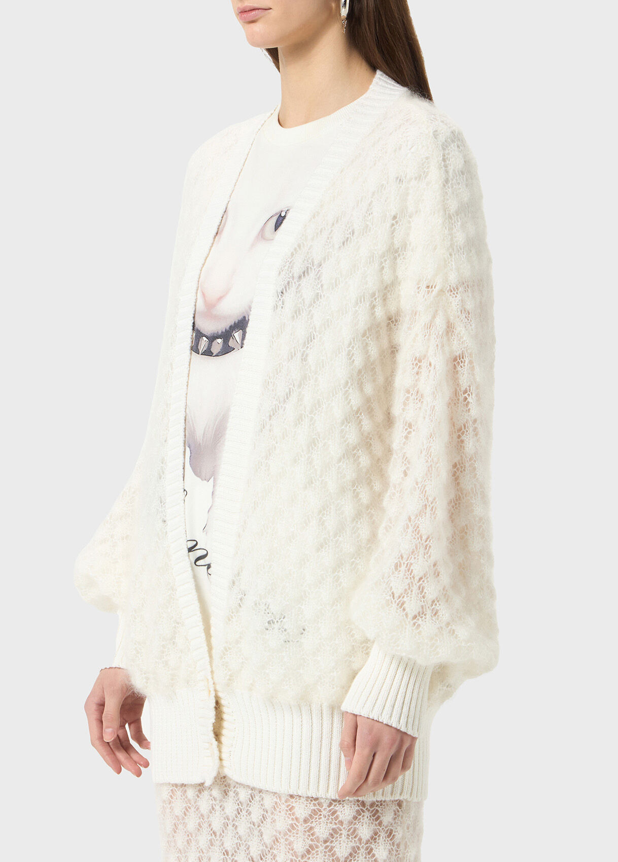 OVERSIZED OPENWORK KNIT CARDIGAN - 4