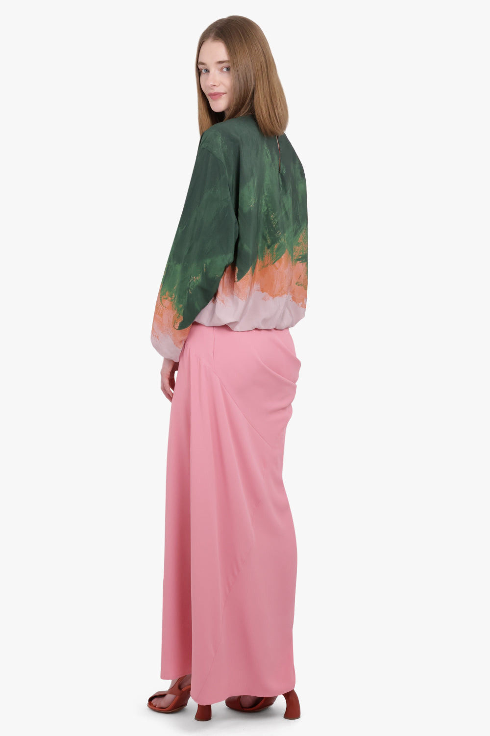 SAREN ASYMMETRIC RUCHED MAXI SKIRT | PINK - 4