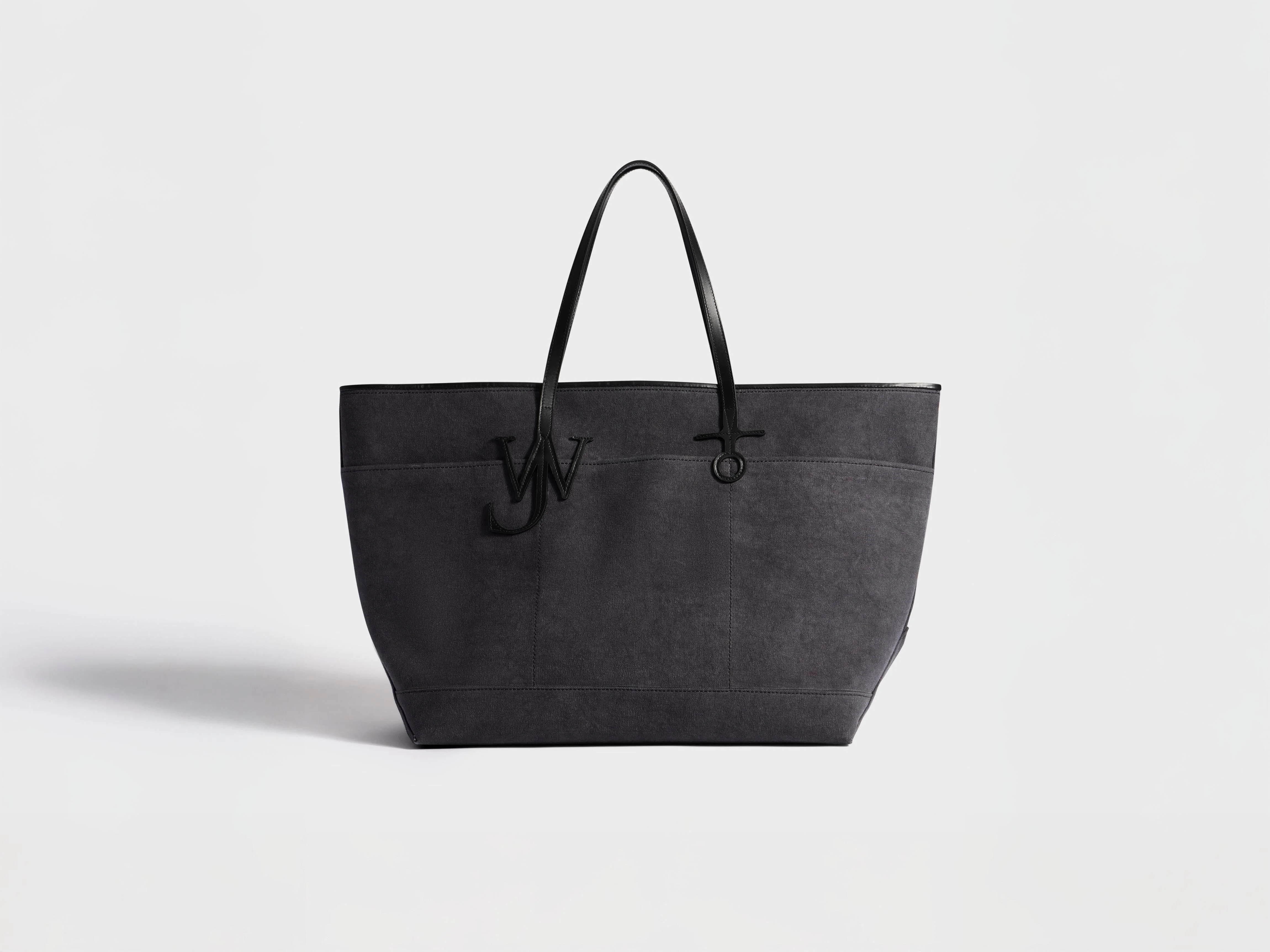 XL ANCHOR CANVAS & LEATHER TOTE IN NAVY - 1