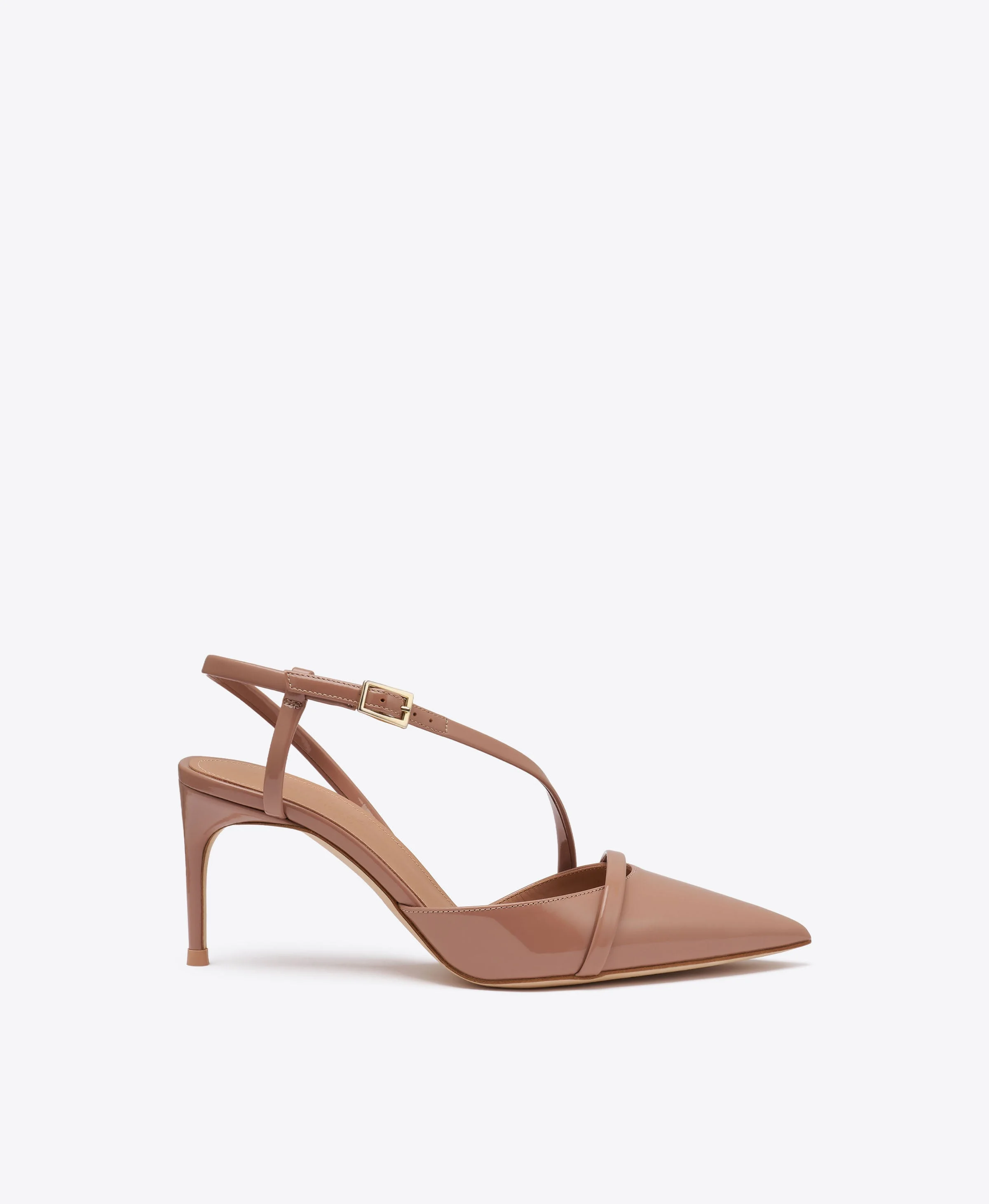 Valeria 70 Beige Patent Slingback Pumps - 1
