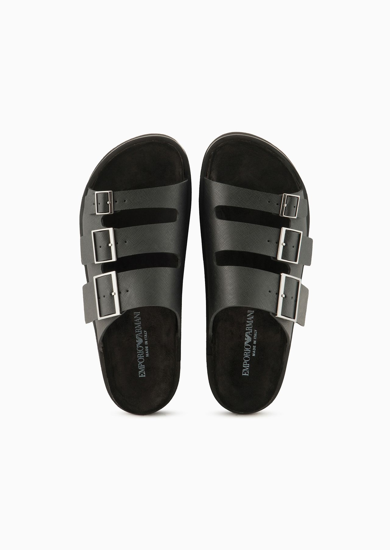 Saffiano leather sandals with three bands - 3