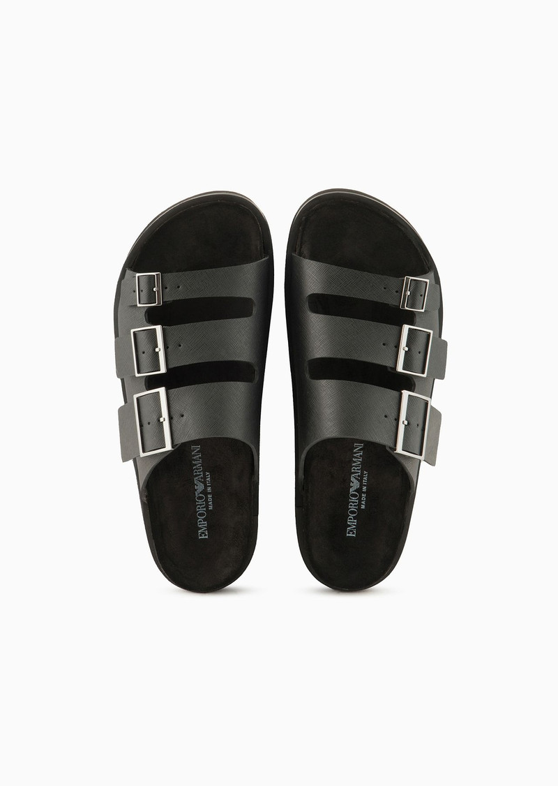 Saffiano leather sandals with three bands 3