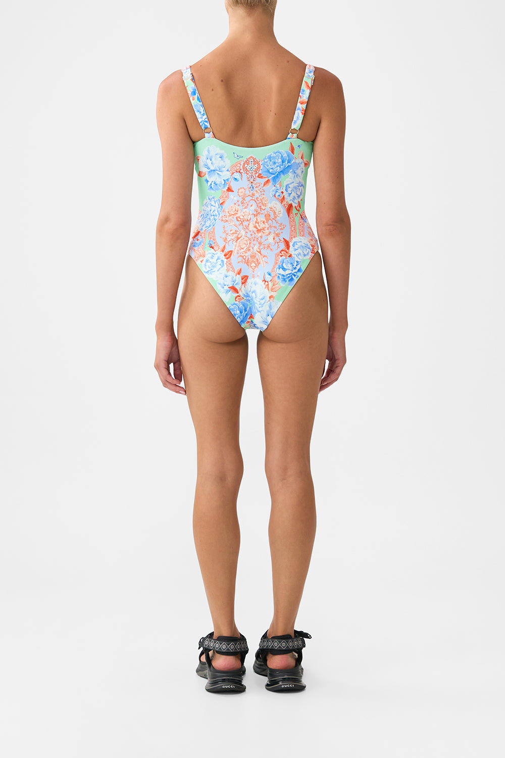 SWEETHEART NECK ONE PIECE WITH TIE FRONT - 3