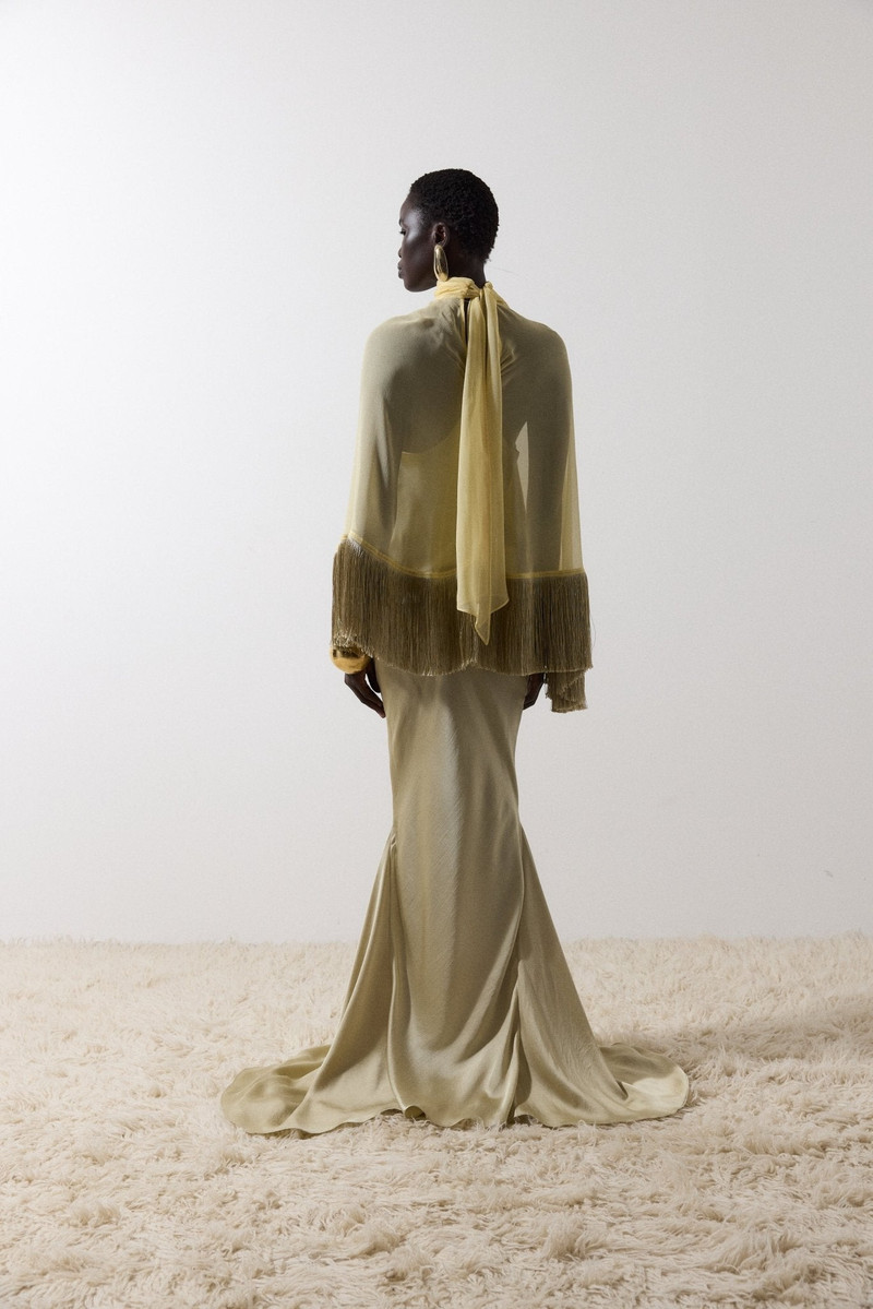 De La Vali SUELO SKIRT IN SAND SILK SATIN outlook