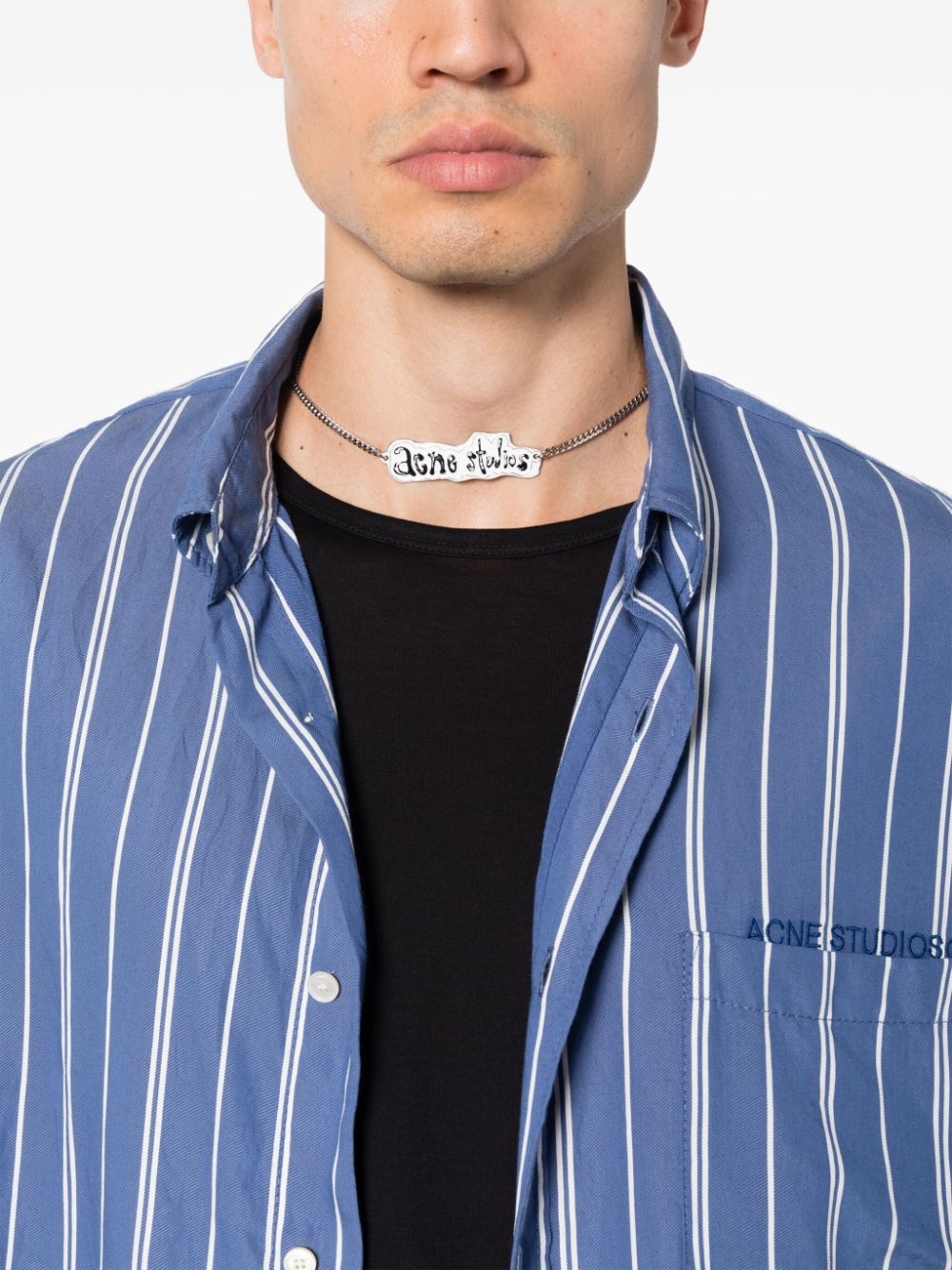 logo-pendant chain-link necklace - 2