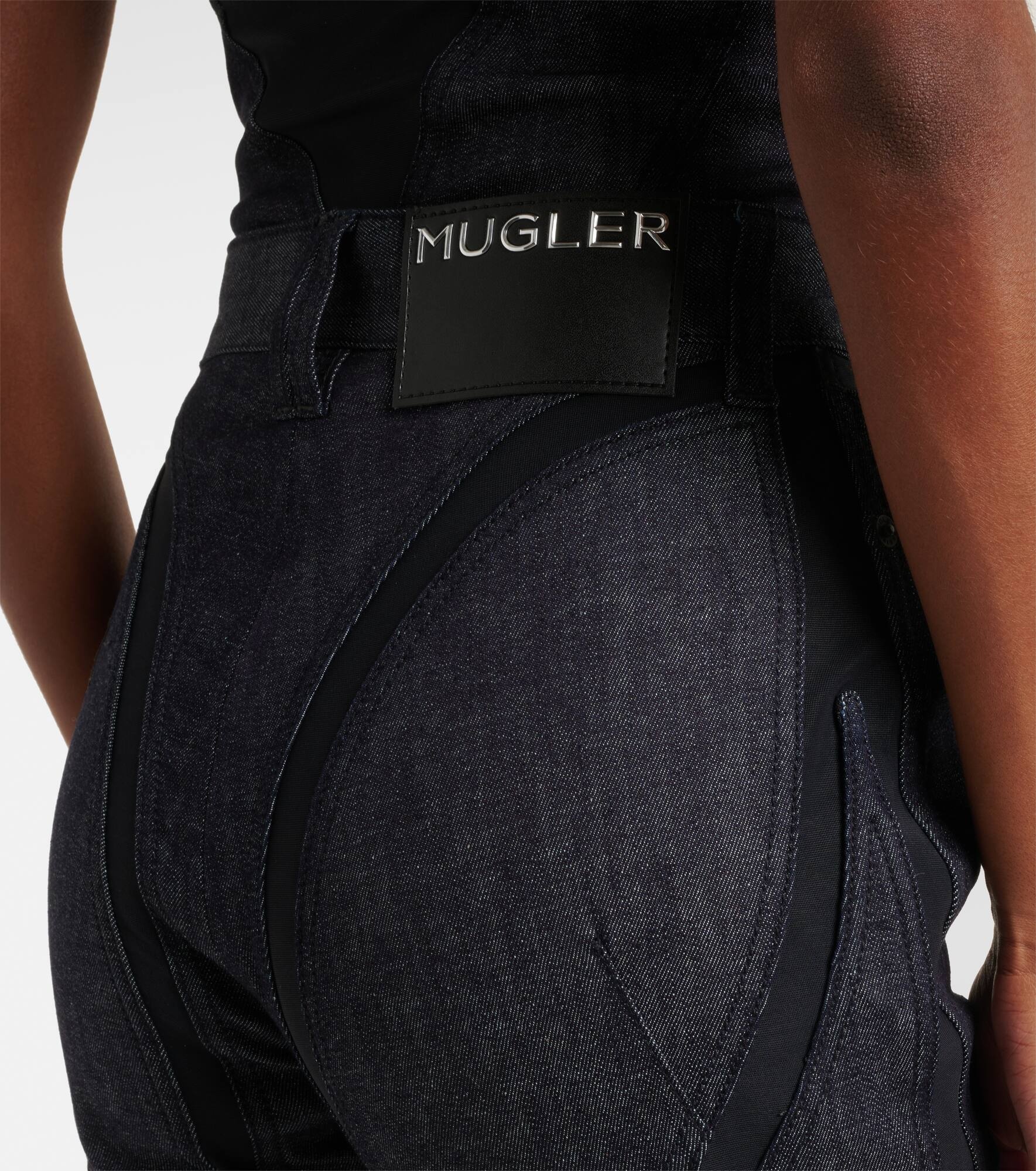Mesh-trimmed denim capri pants - 5