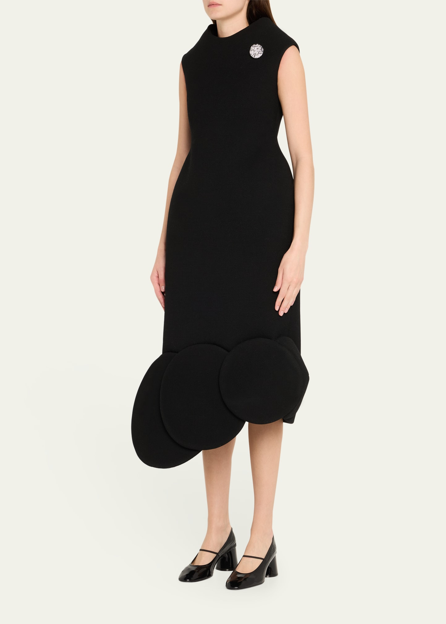 Asymmetric Circle-Hem Sleeveless Midi Dress - 4