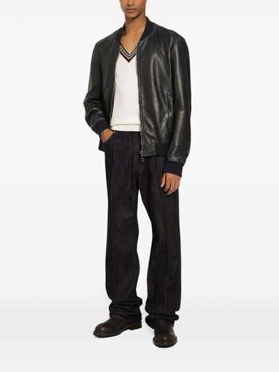 Dolce & Gabbana zip-up leather bomber jacket outlook