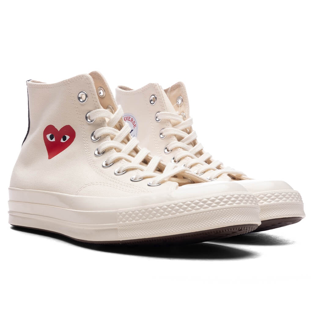 CONVERSE X COMME DES GARCONS PLAY ALL STAR CHUCK '70 HI SMALL RED HEART - WHITE - 2