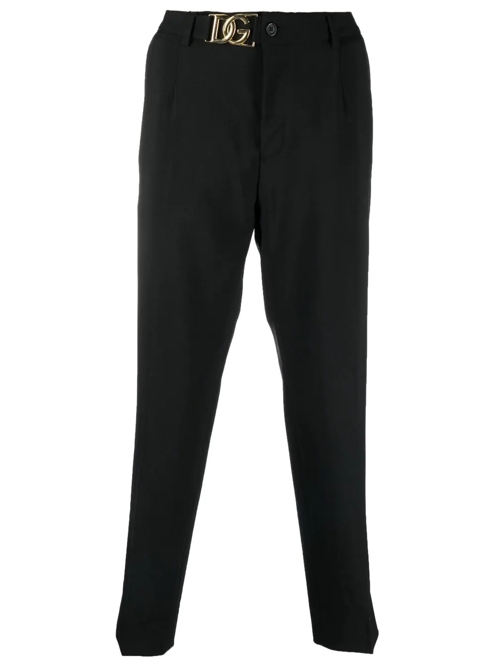 logo-buckle tapered trousers - 1