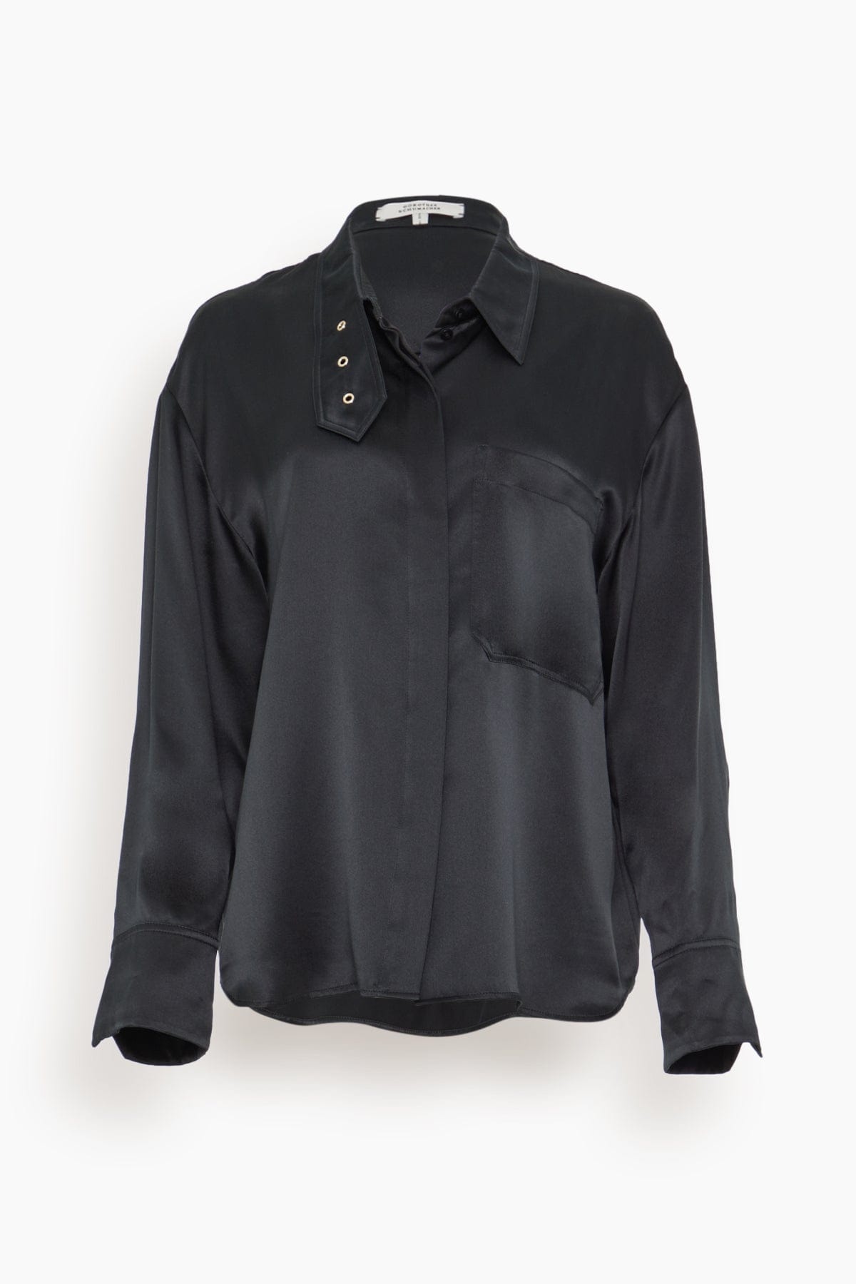 Shiny Statement Casual Shirt in Pure Black - 1