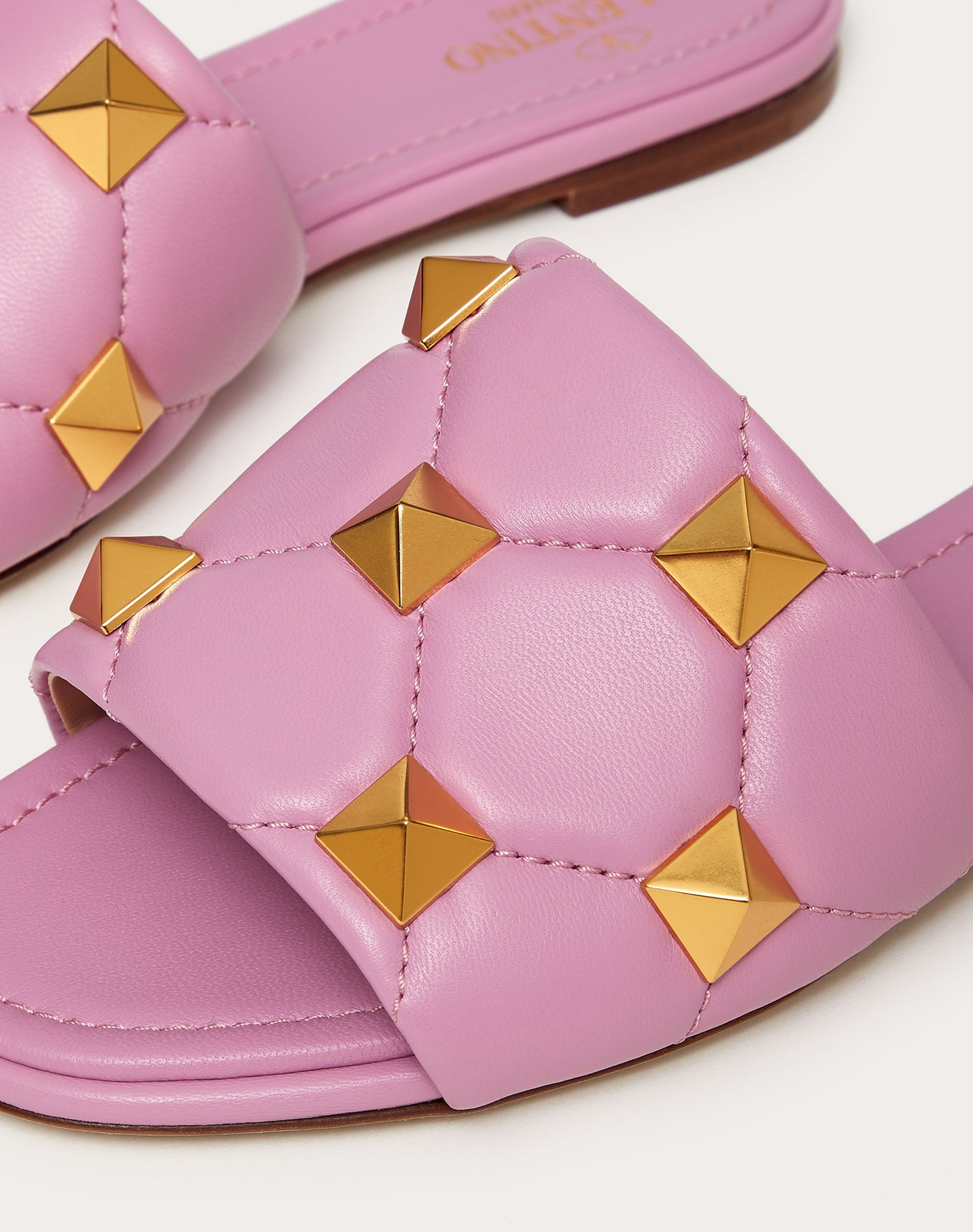 ROMAN STUD FLAT SLIDE SANDAL IN QUILTED NAPPA - 5