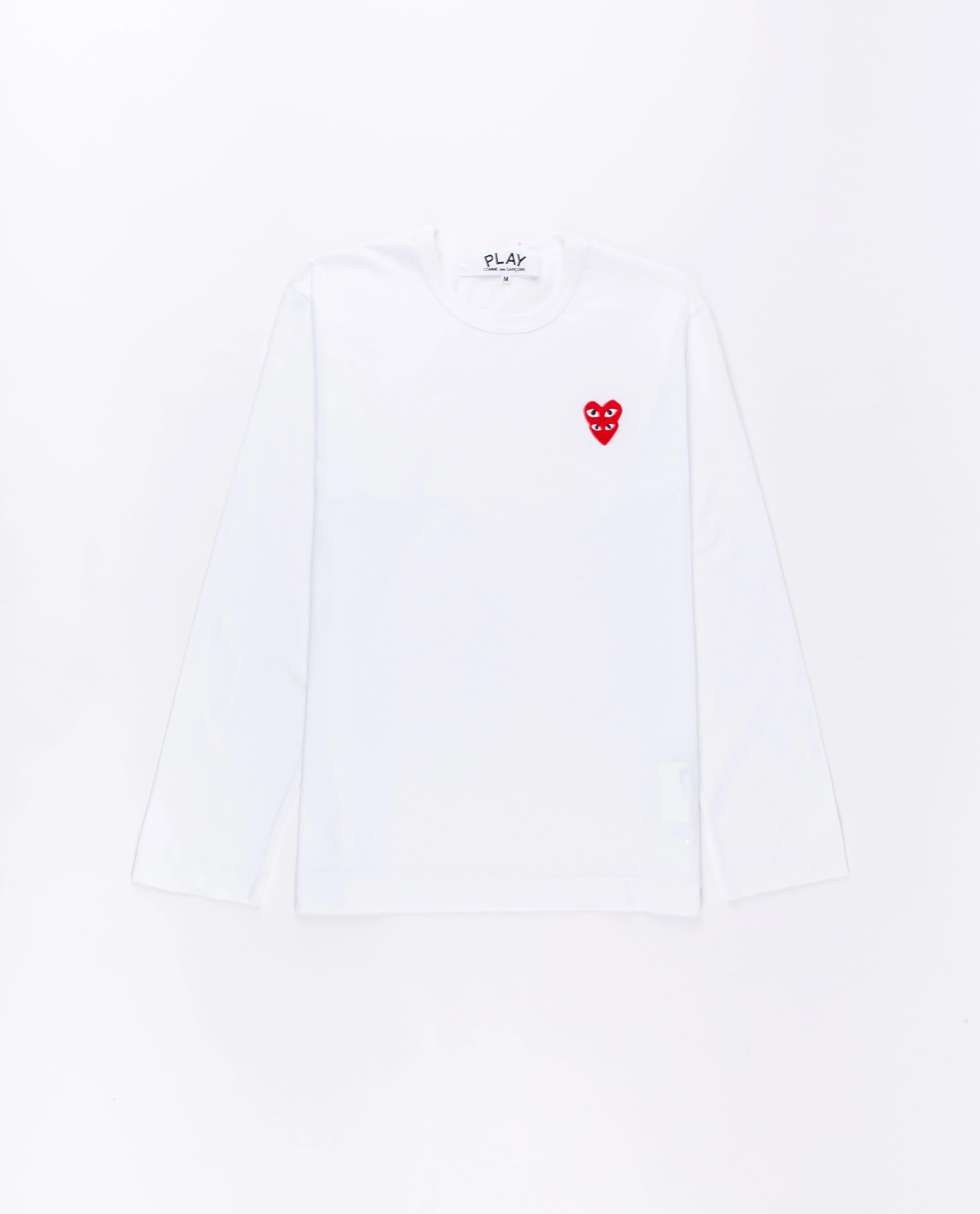 White Long Sleeve Red Heart Tee - 1