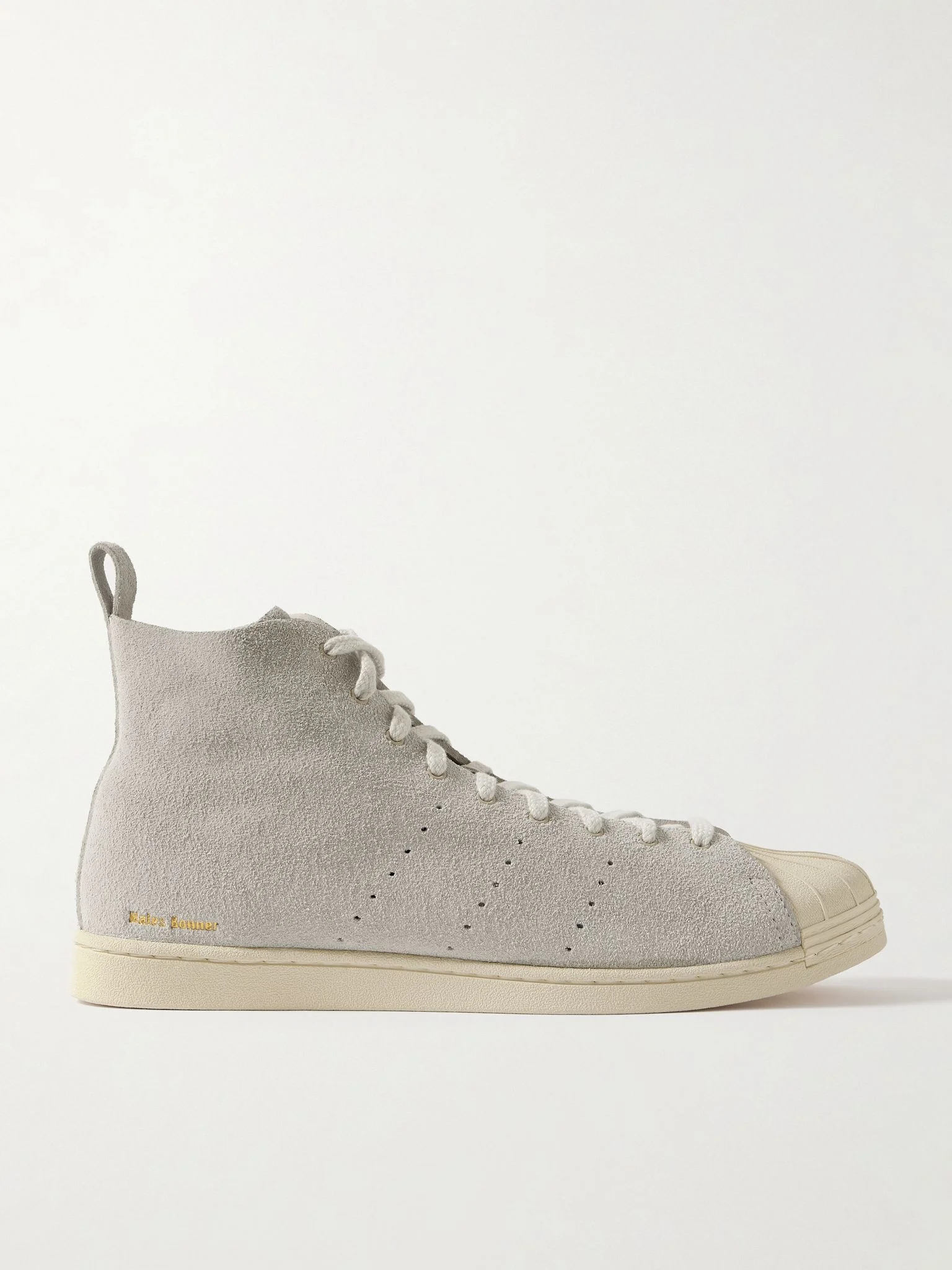 + Wales Bonner Superstar Hi Perforated Suede High-Top Sneakers Light gray - 1