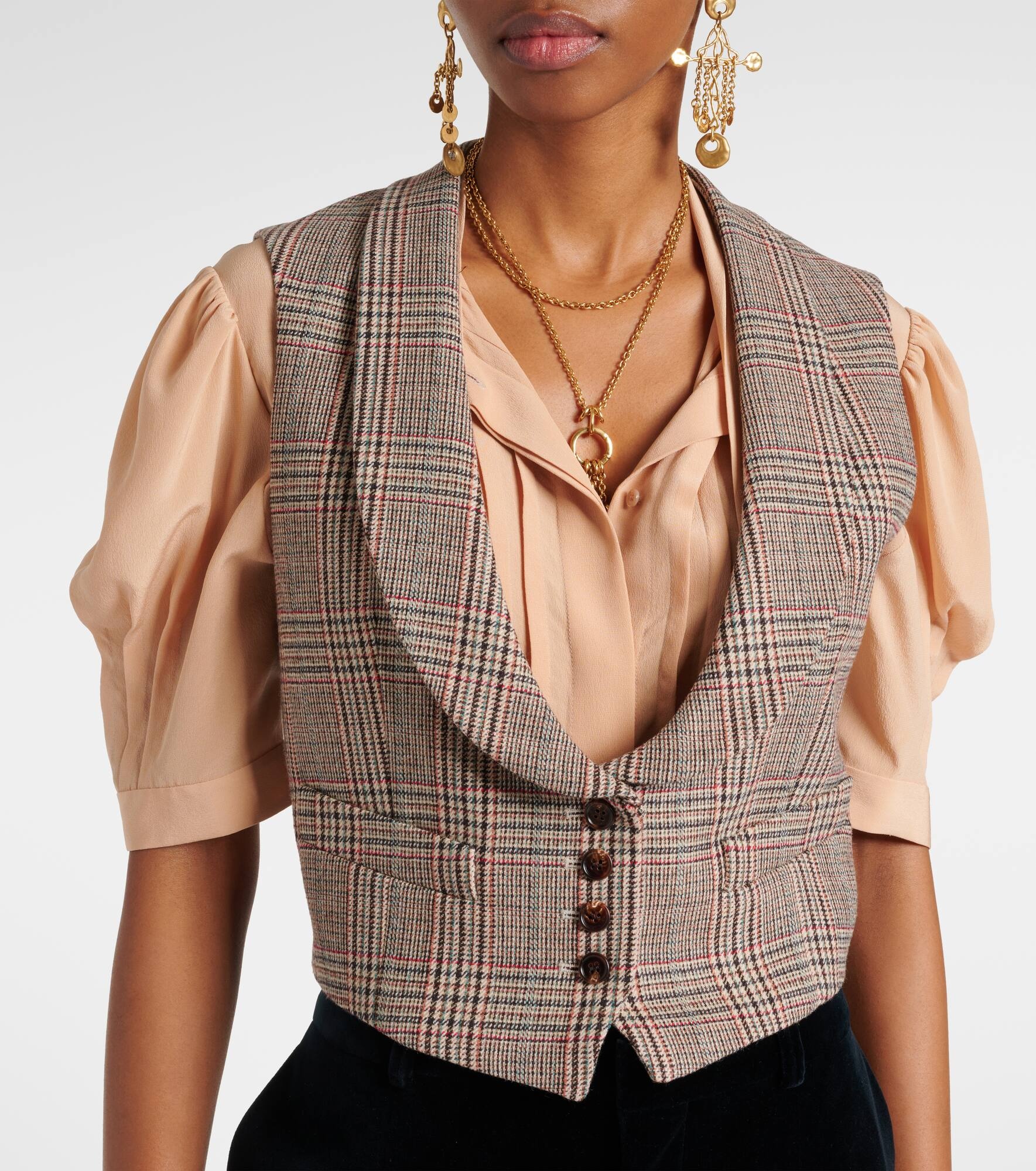 Prince of Wales wool-blend waistcoat - 6