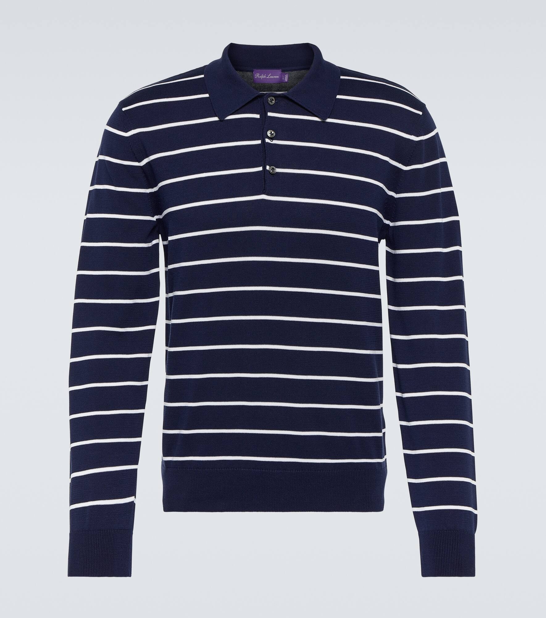 Striped cotton piqué polo shirt - 1