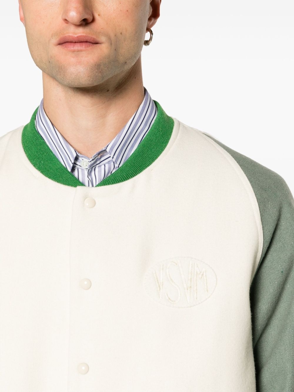 logo-patch felted varsity jacket - 5