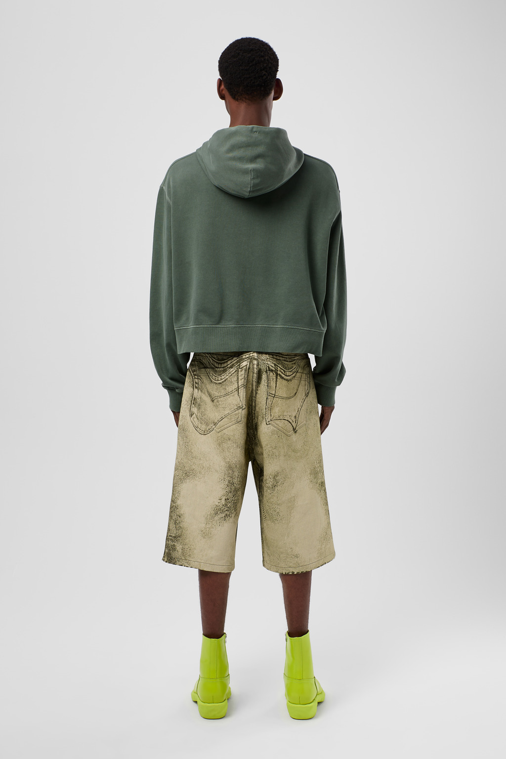 Black-Green Denim Shorts - 5