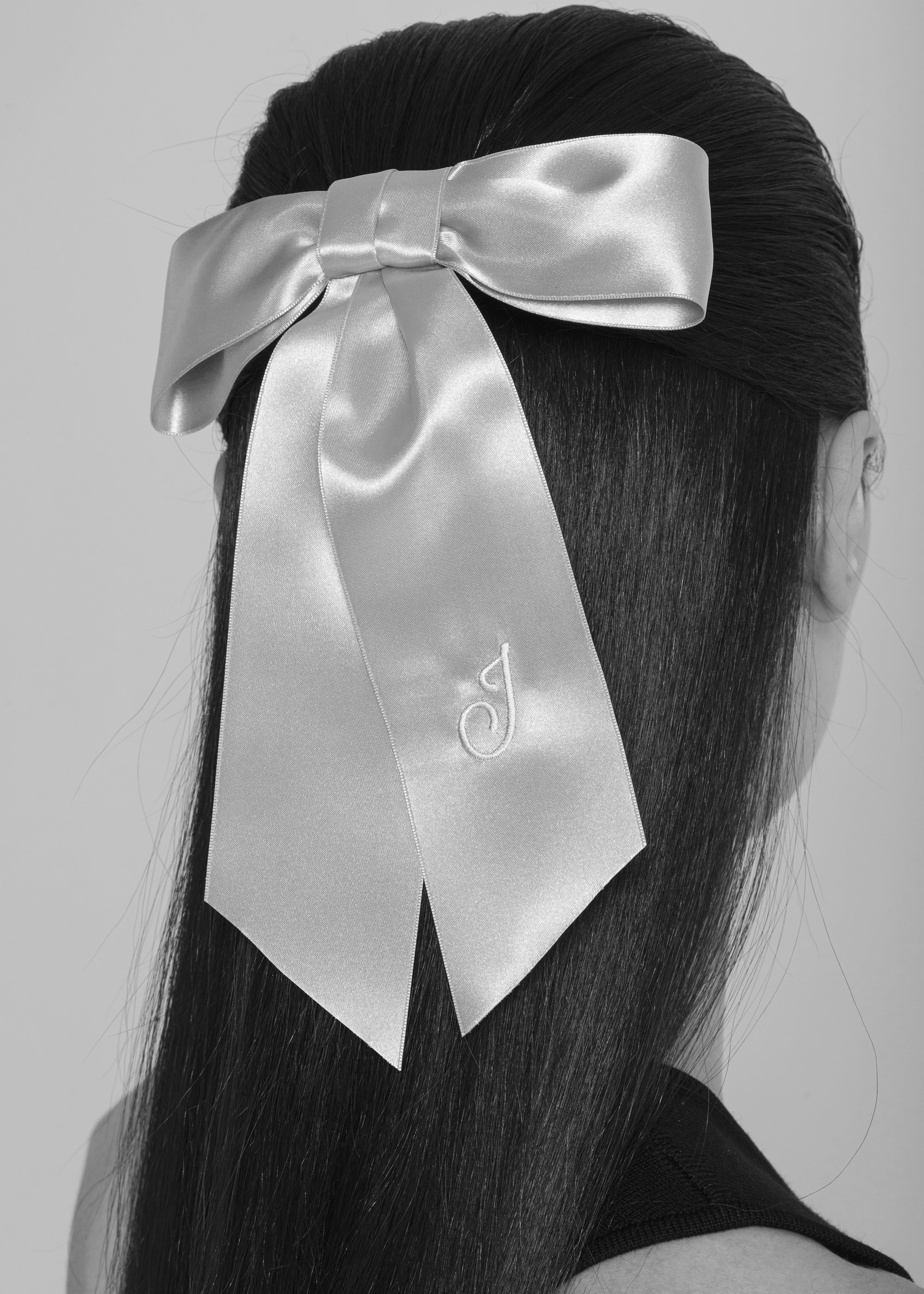 Initial April Satin Bow Barrette - 2