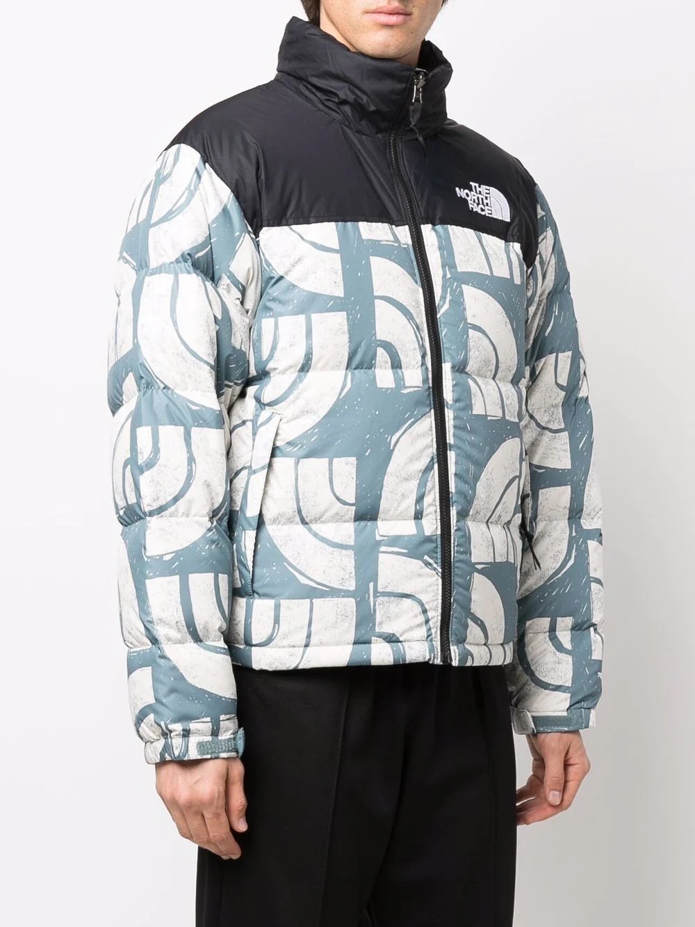 patterned zip-up down jacket - 3