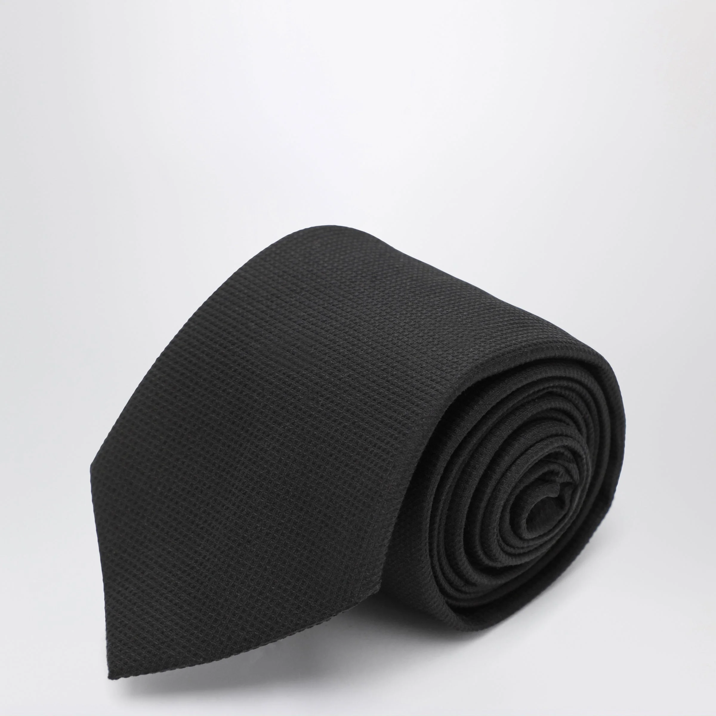 Black silk jacquard tie - 1