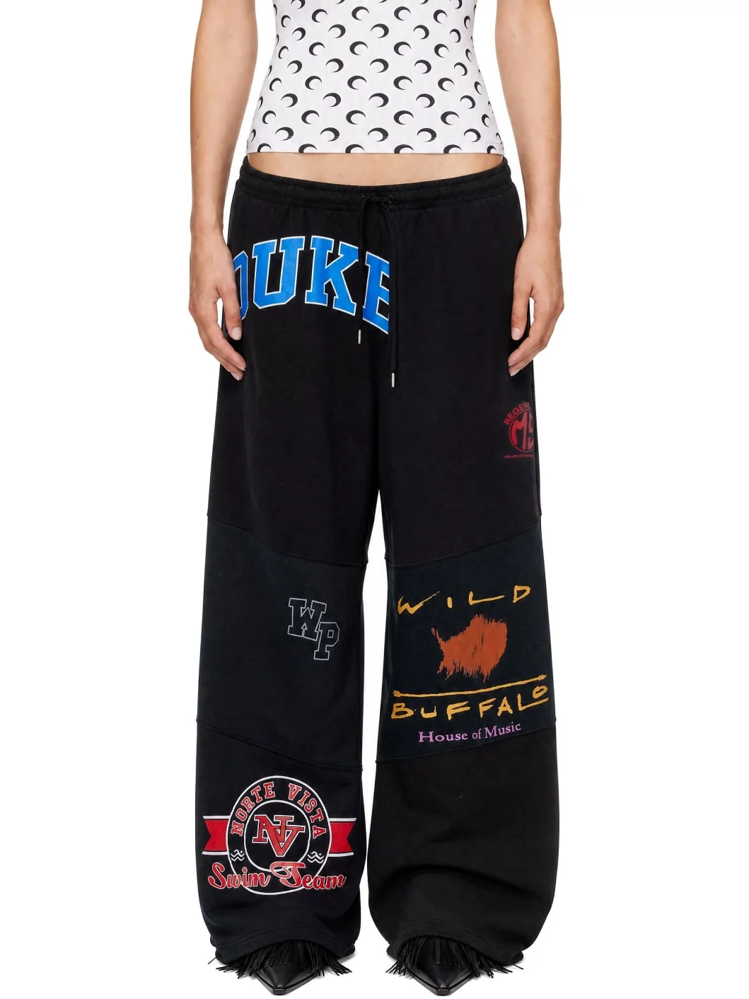 Black Regenerated Graphic Jersey Sweatpants - 1