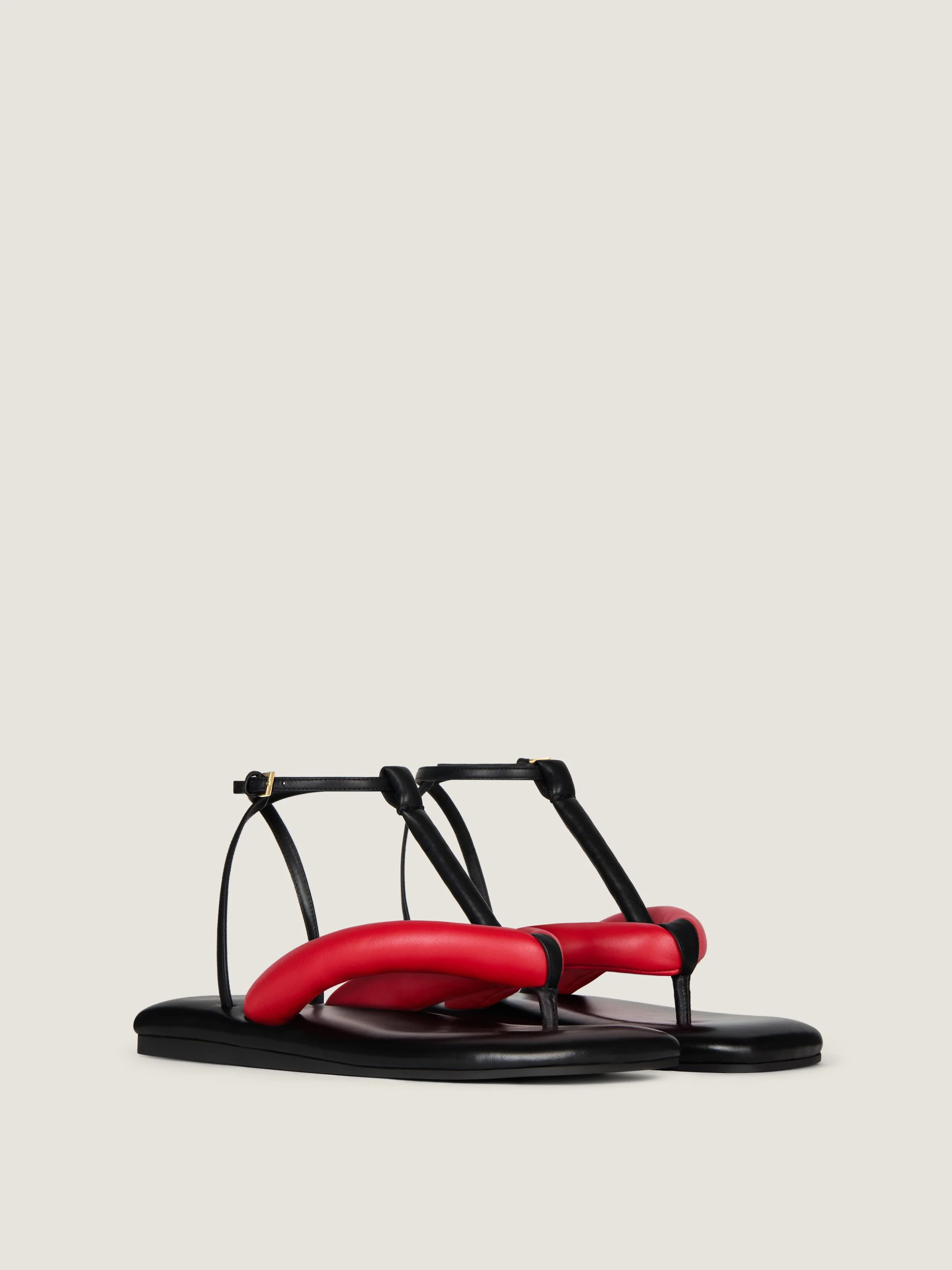 BOUDOIR BICOLOR THONGS IN NAPPA LEATHER - 1