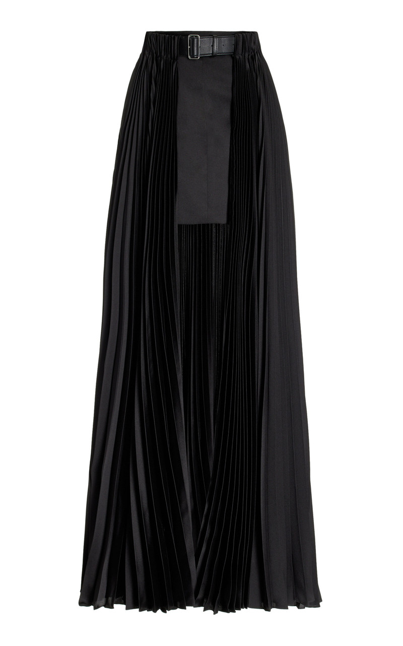 Belted Pleated Maxi Skirt black - 1