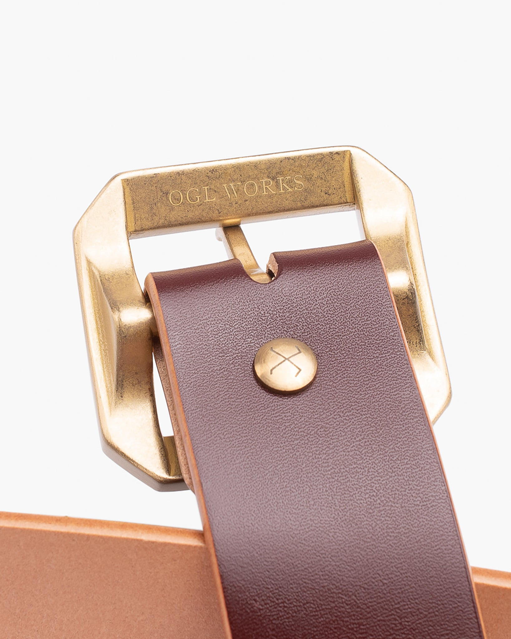 OGL-BELT-SPGAR-BRN OGL Single Prong Garrison Buckle Leather Belt  - Hand-Dyed Brown - 5