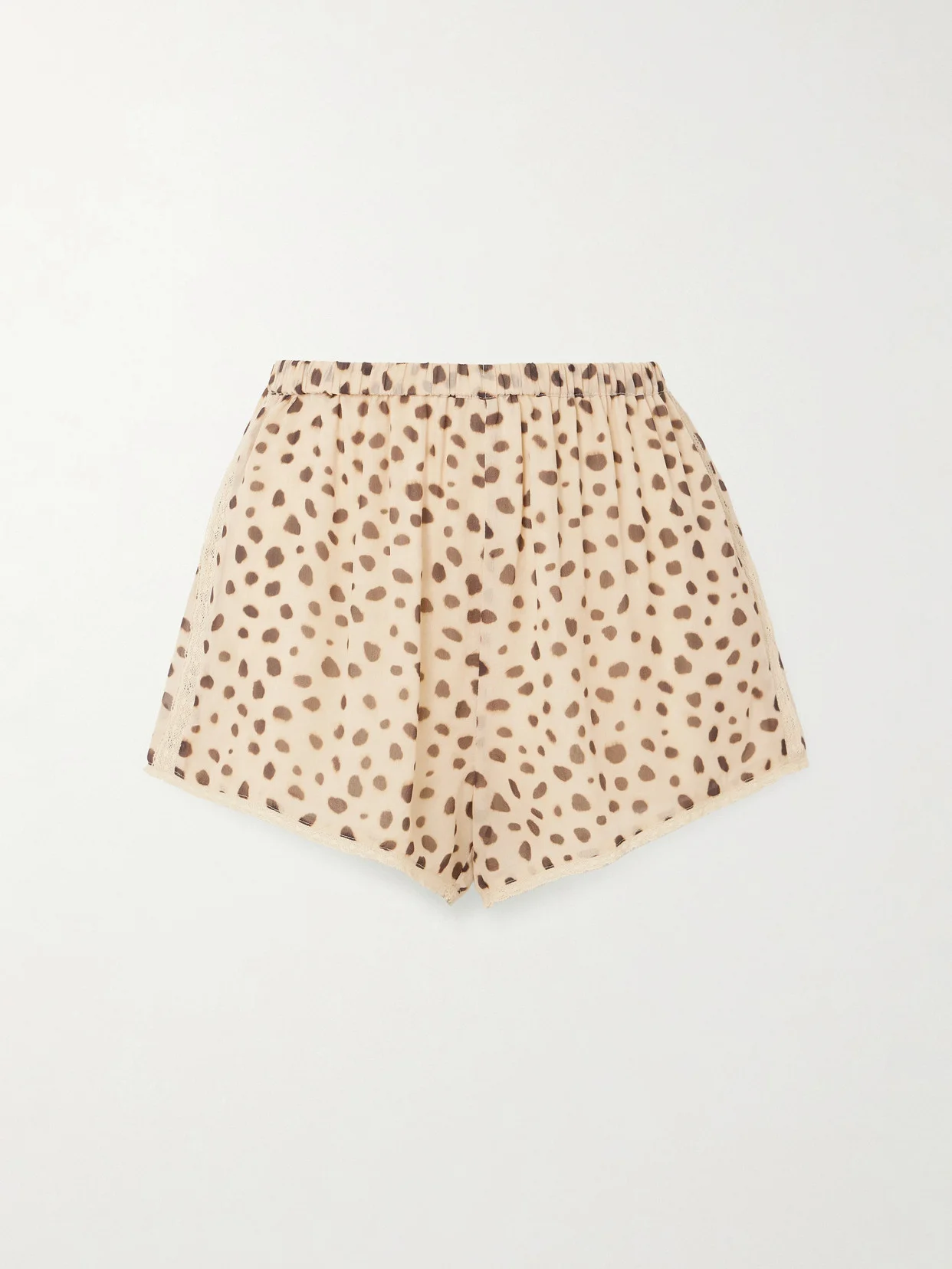 Priscilla Lace-trimmed Cheetah-print Silk-georgette Shorts - 1