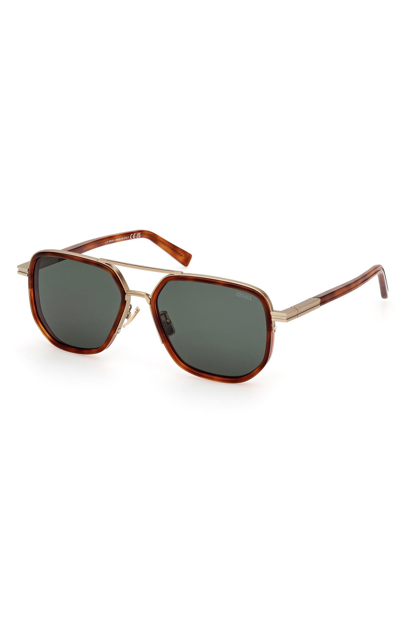 ZEGNA 56mm Navigator Polarized Sunglasses in Shiny Classic Havana at Nordstrom - 2