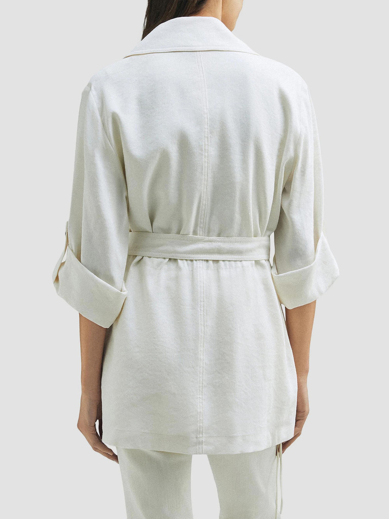 Women's Drawstring Duster Coat - Wool White 4