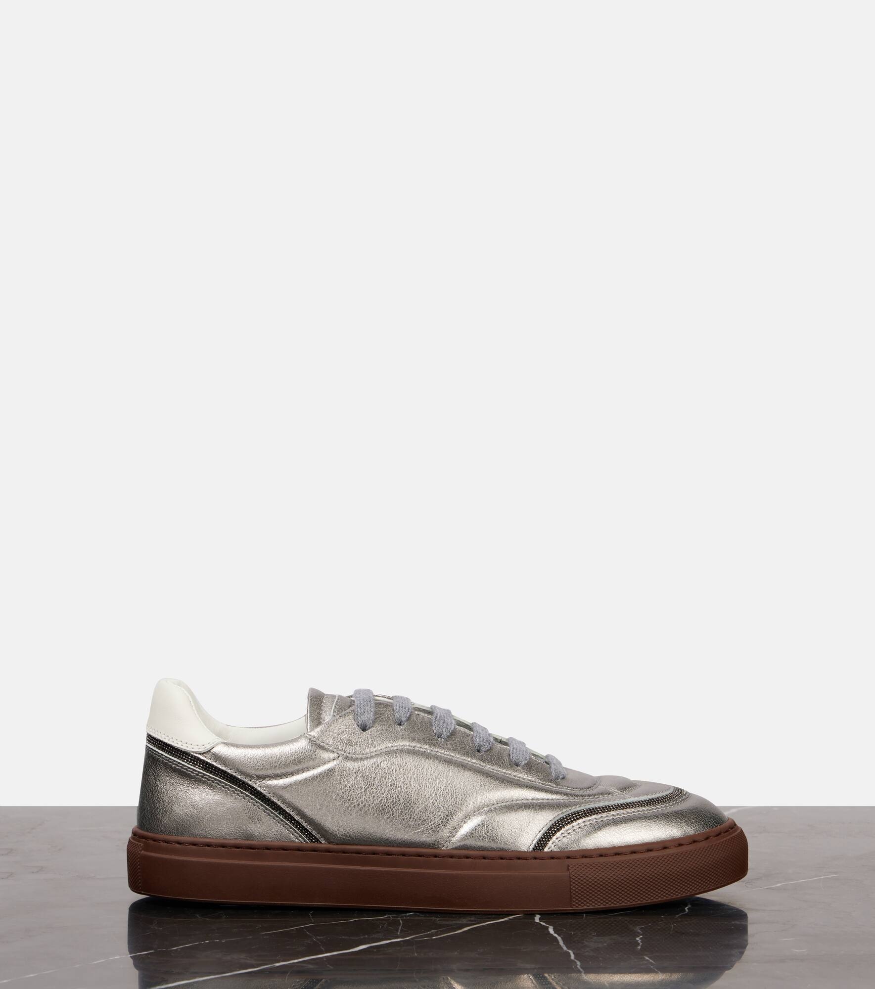 Metallic leather sneakers - 4