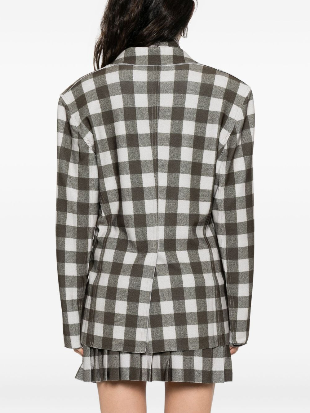 checked single-breasted blazer - 4