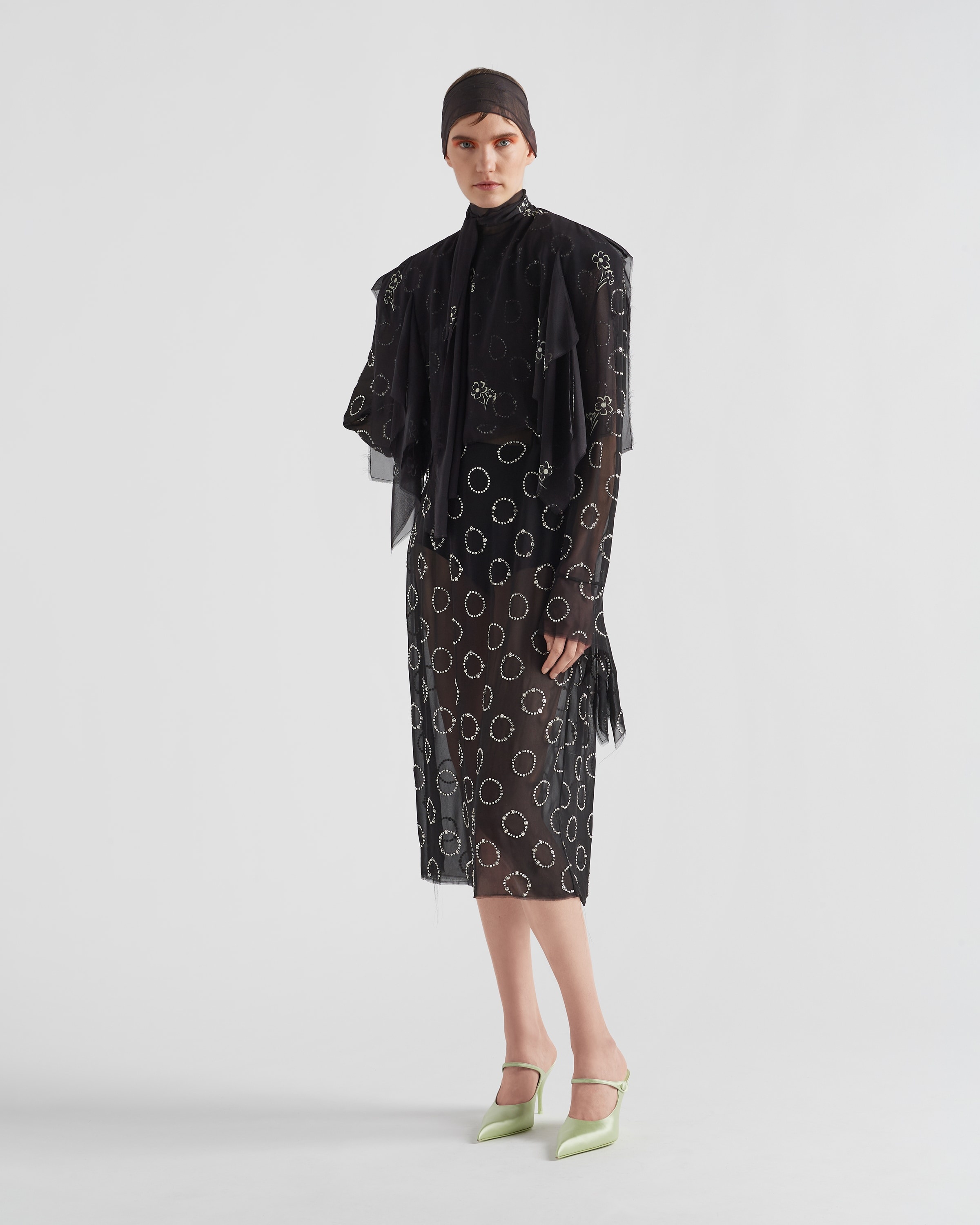 Embroidered georgette dress - 2