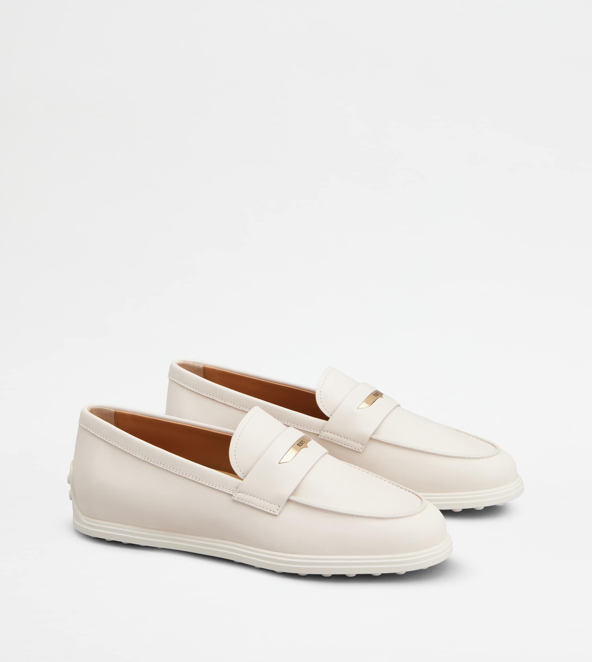 LOAFERS IN LEATHER - OFF WHITE - 2