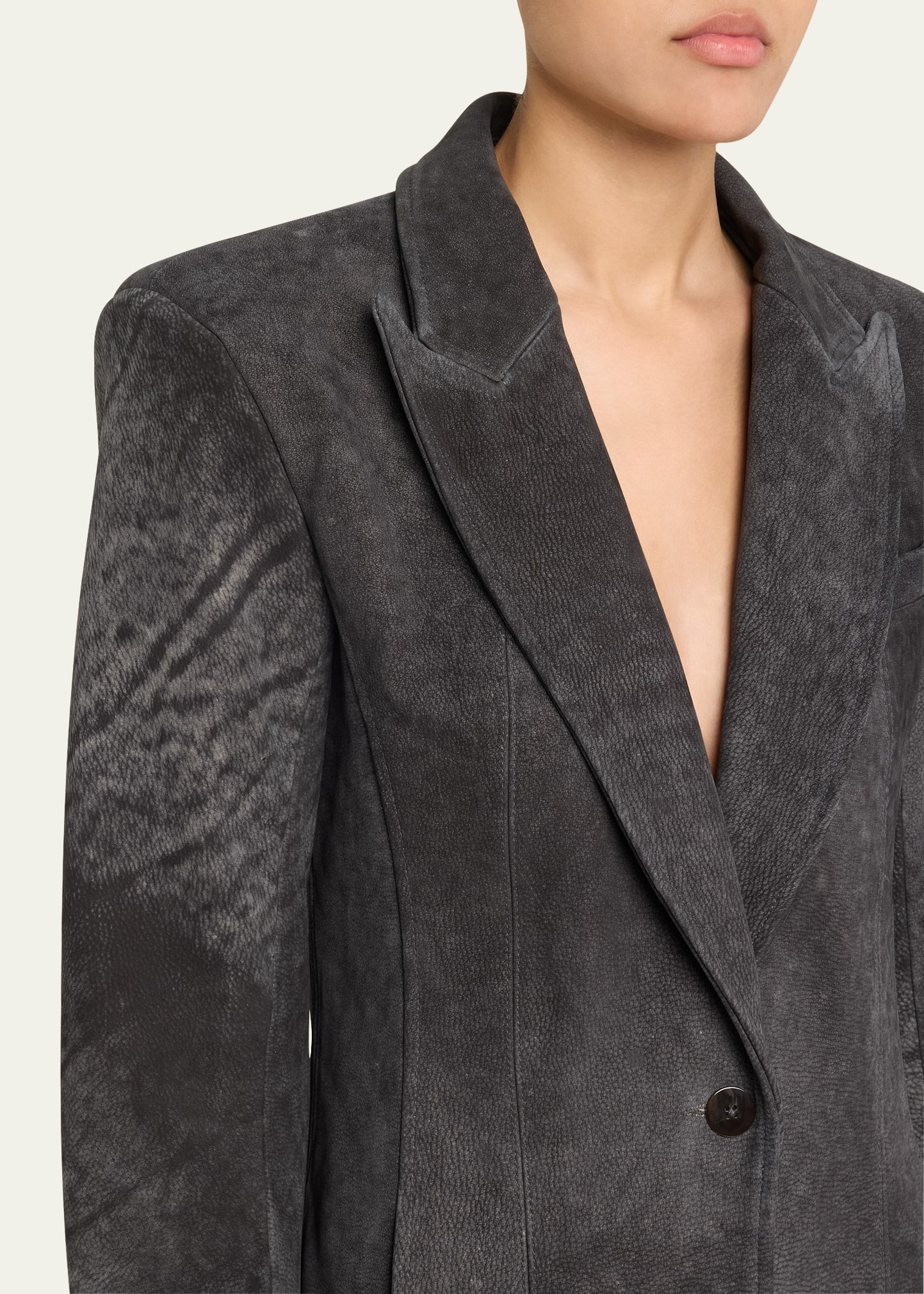 Nubuck Leather Blazer - 5