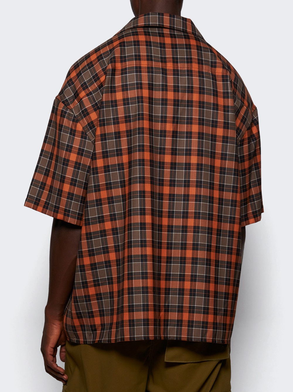 Wool Blend Short Sleeve Shirt Orange And Black - 4