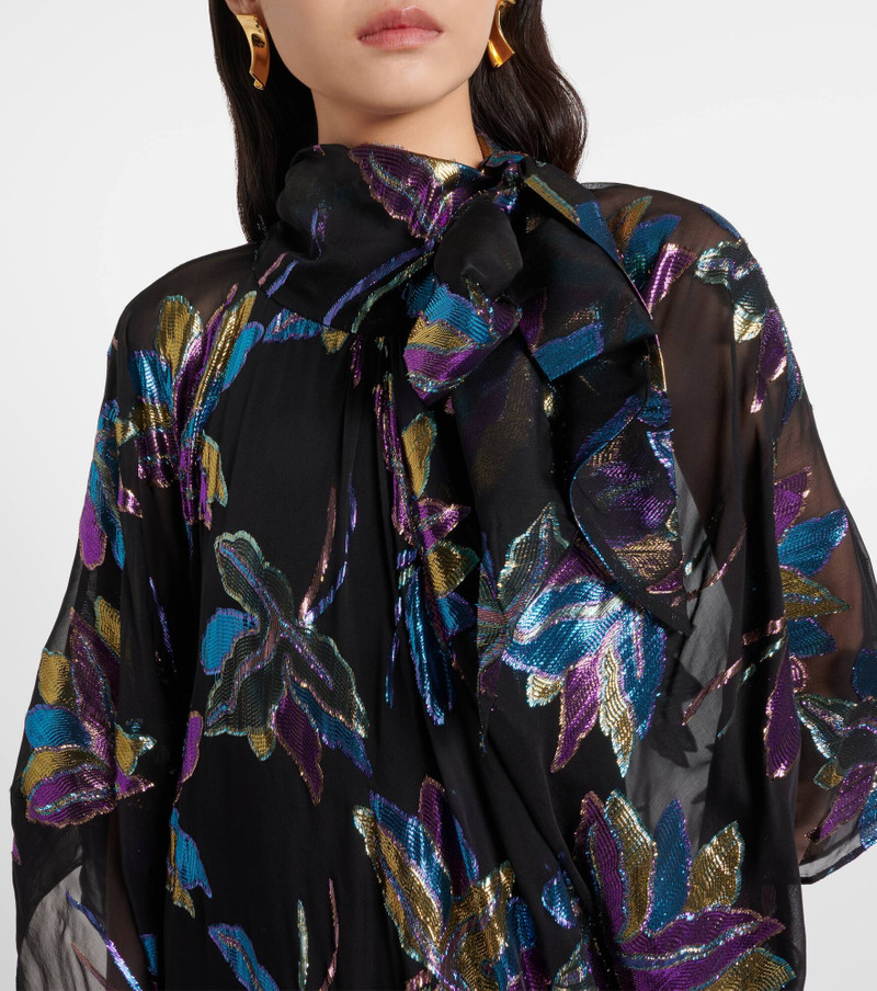 Stevie tie-neck silk-blend lamé kaftan 4