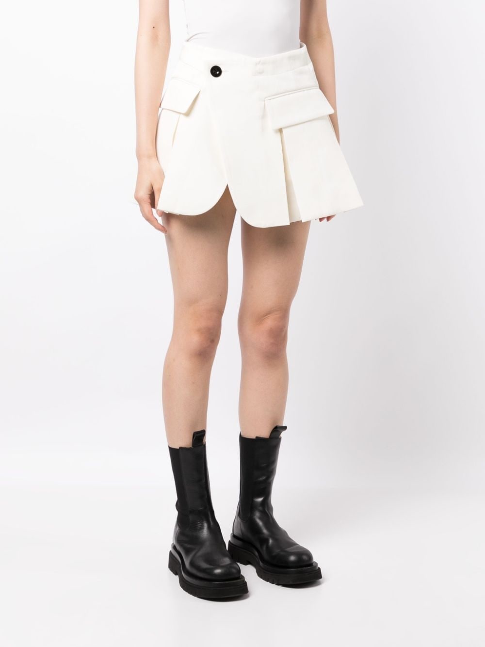 pleated A-line short shorts - 3