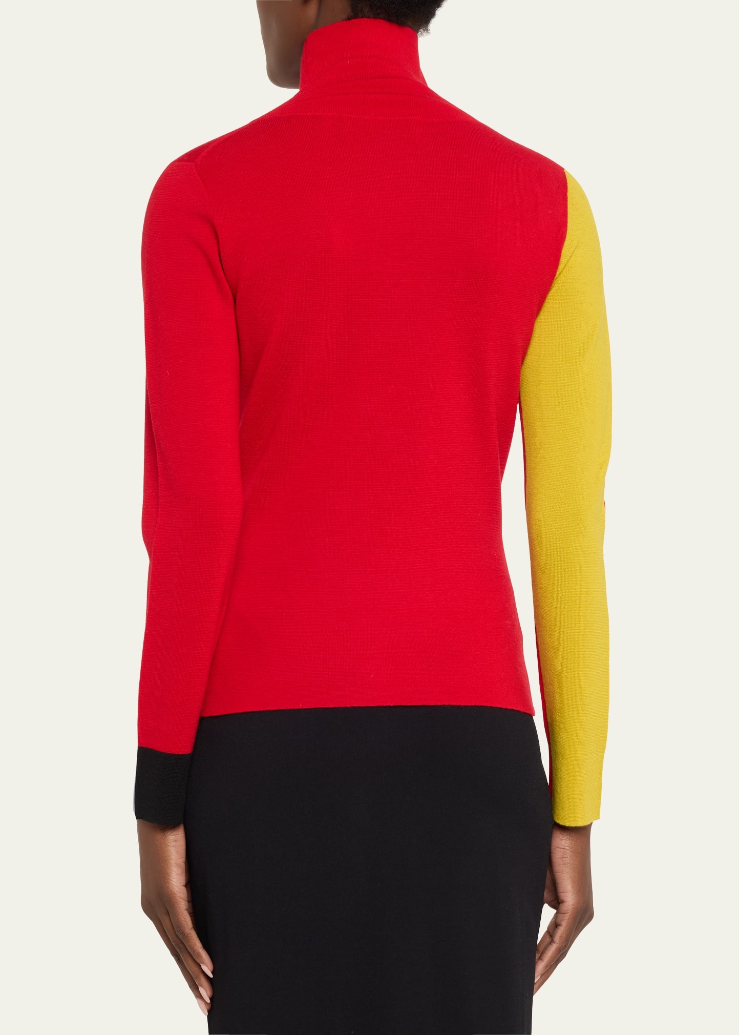 Sarah Colorblock Turtleneck Wool Sweater - 3