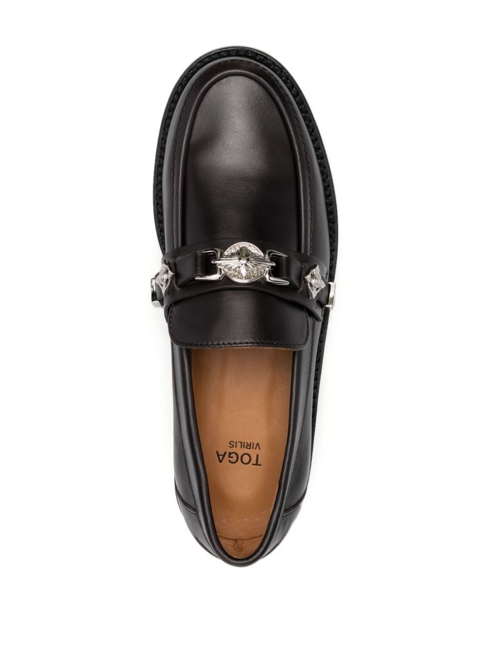 logo-engraved leather loafers - 4