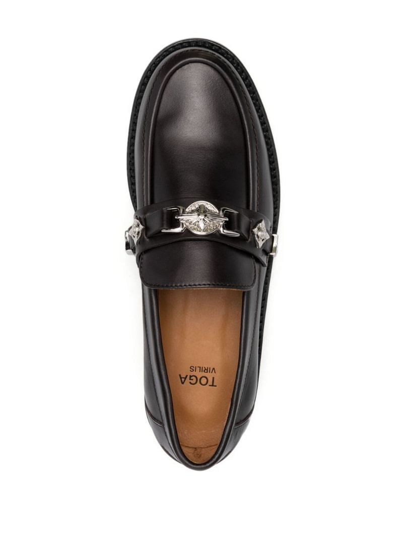 logo-engraved leather loafers 4
