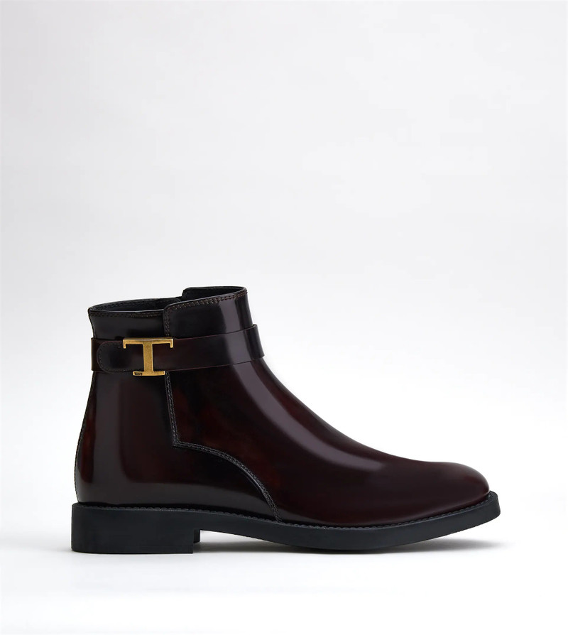 TIMELESS ANKLE BOOTS IN LEATHER - BURGUNDY 1