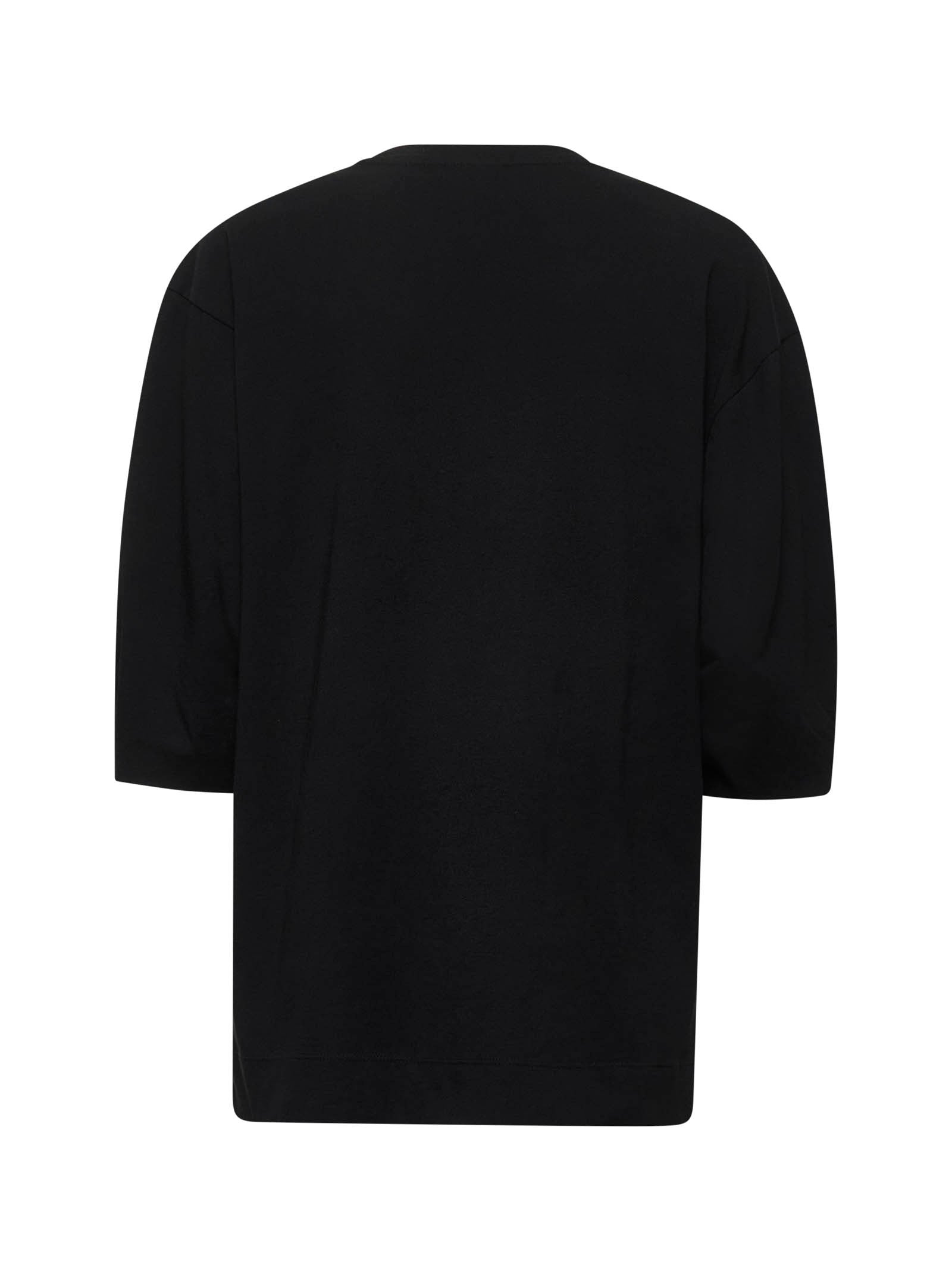 Dries Van Noten Women Black Cotton Draped T-Shirt - 2