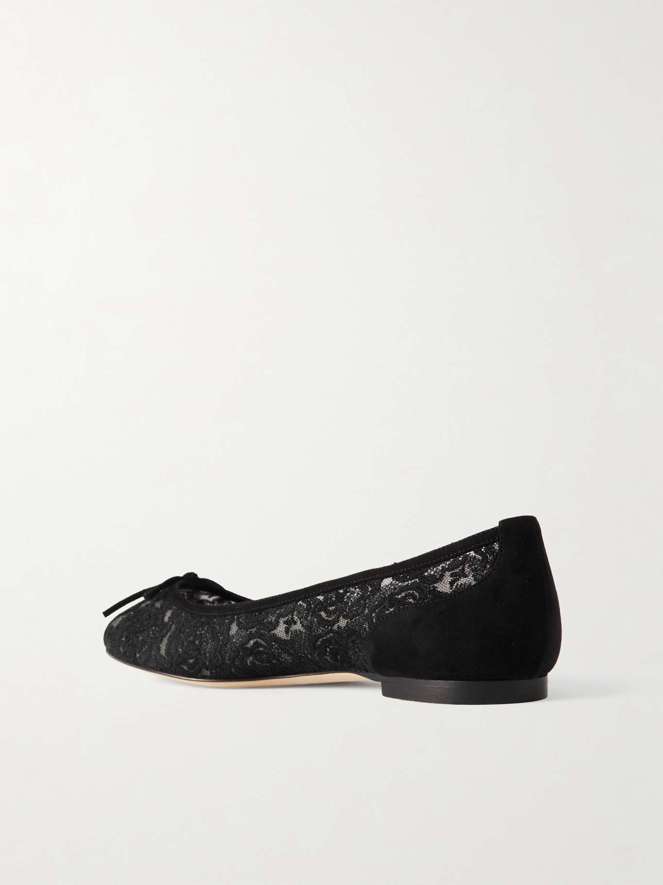 Verizzo bow-detailed suede-trimmed cotton-blend lace ballet flats - 3