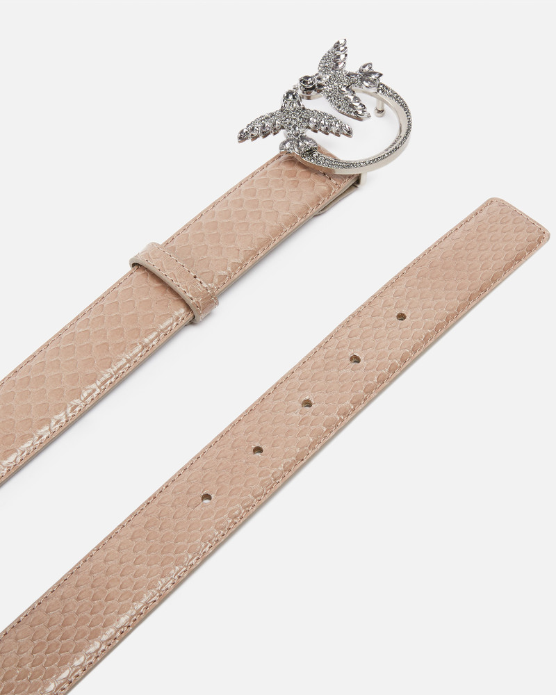 3CM GLOSSY PYTHON LEATHER BELT PINKO GALLERIA. 3