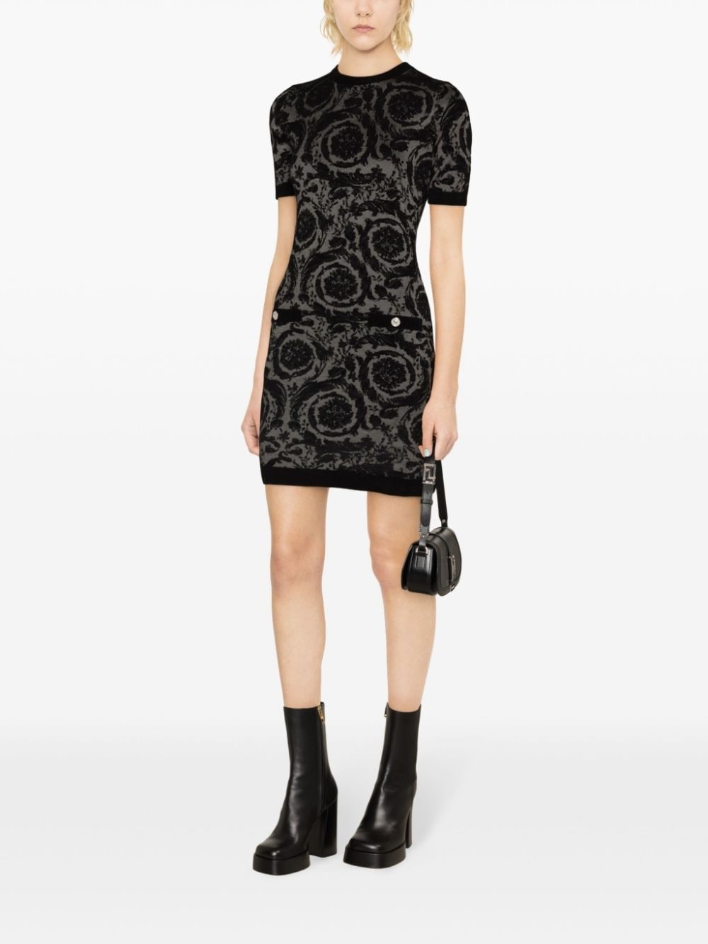 Barocco-jacquard chenille minidress - 3