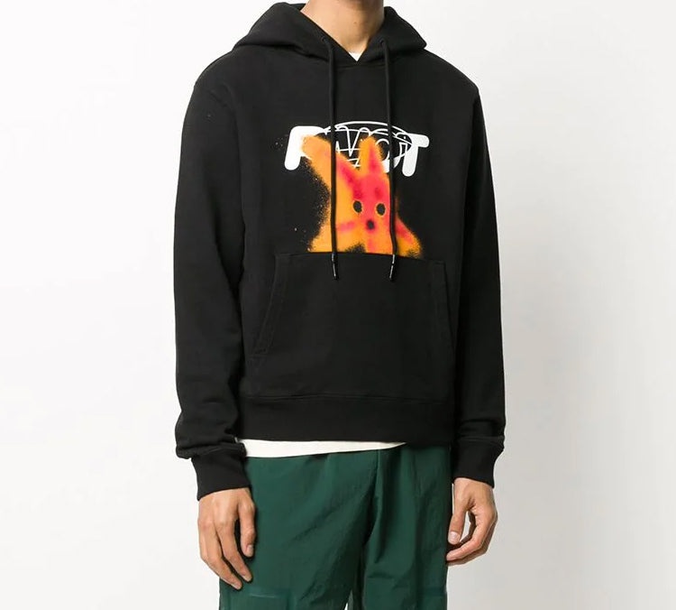 Off-White FW20 Pivot Fish Printing Hooded Pullover Men Black OMBB034E20FLE0101025 - 3